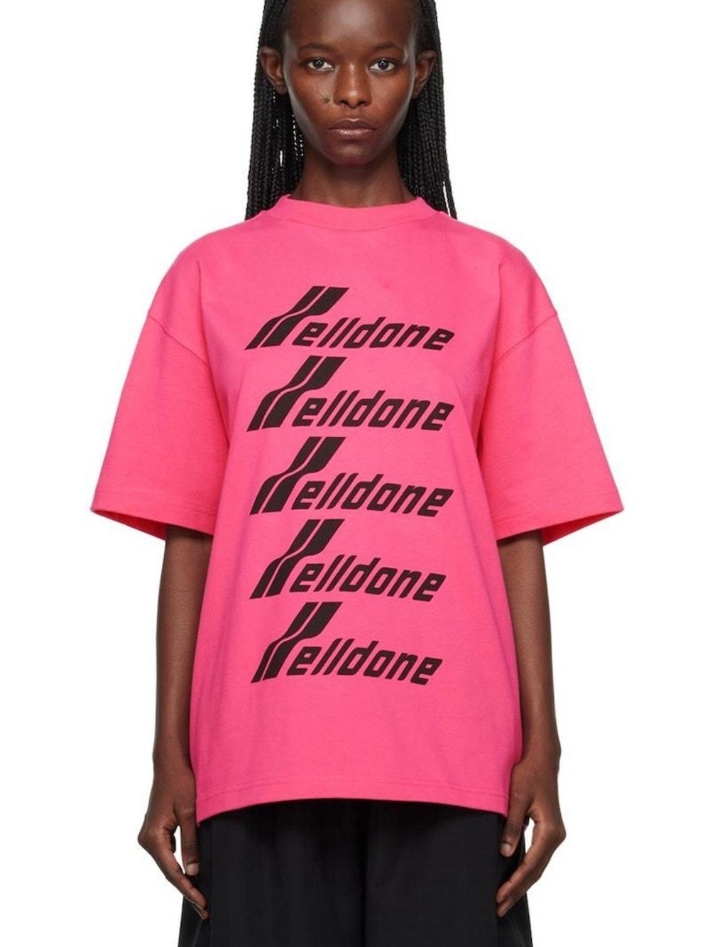 WE11DONE Pink Logo Tee Shirt Heavyweight Cotton size Small Oversized